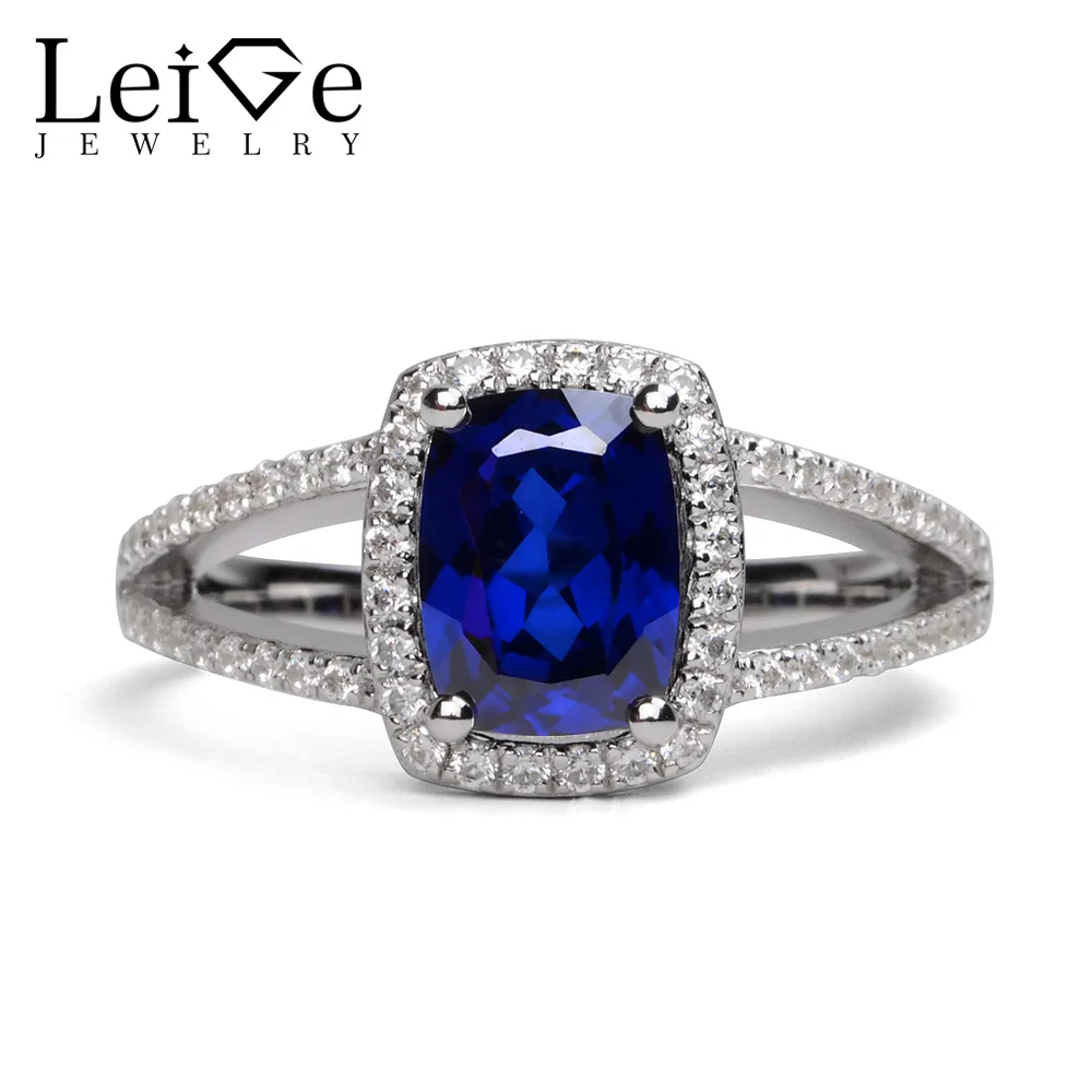 Фото Женское кольцо с сапфиром обручальное голубым драгоценным камнем|925 sterling gemstone