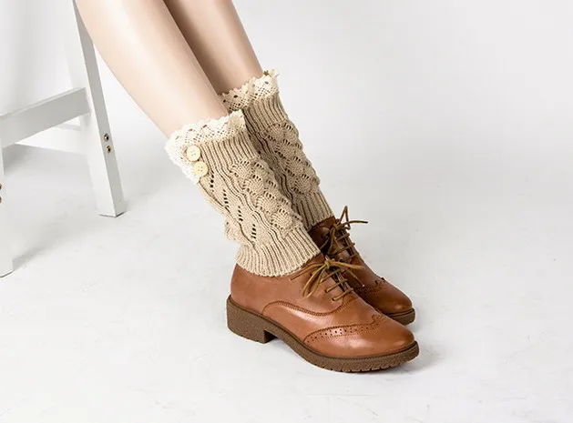 2016 г. кружевные сапоги на пуговицах вязаные с манжетами гетры из искусственной