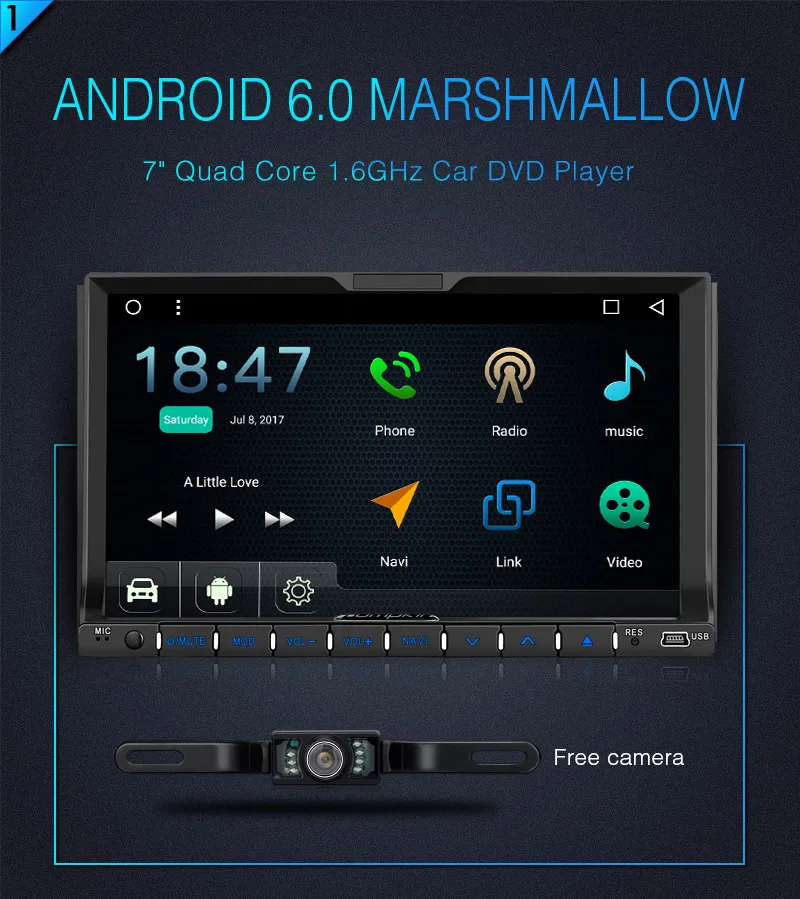 Тыквы 2 Din 7 ''Android 6 0 универсальный автомобиль радио dvd плеер 4 ядра DAB + gps