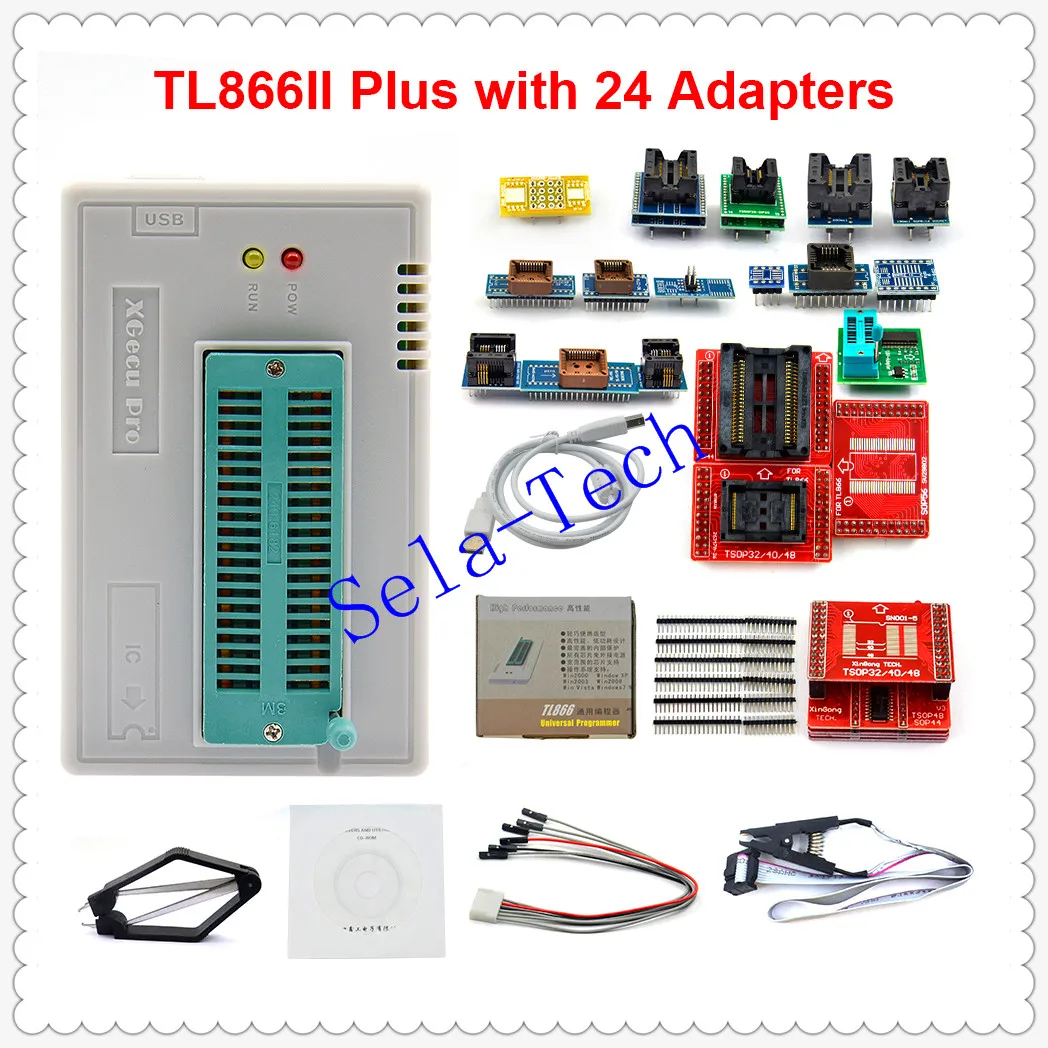 XGECU V9.00 TL866II плюс универсальный Minipro программатор+ 28 адаптеров+ тестовый зажим TL866 PIC биос высокоскоростной программатор