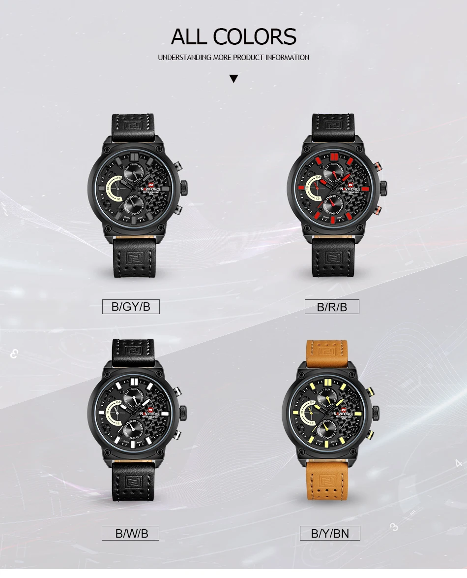 Мужские спортивные часы NAVIFORCE, люксовый бренд, мужские кварцевые часы, ремешок из натуральной кожи,, мужской календарь, 30 м, водонепроницаемые наручные часы