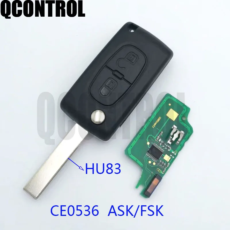 QCONTROL Автомобильный Дистанционный ключ для CITROEN C2 C3 C4 C5 Berlingo; Picasso(CE0536 ASK/FSK, 2 кнопки HU83