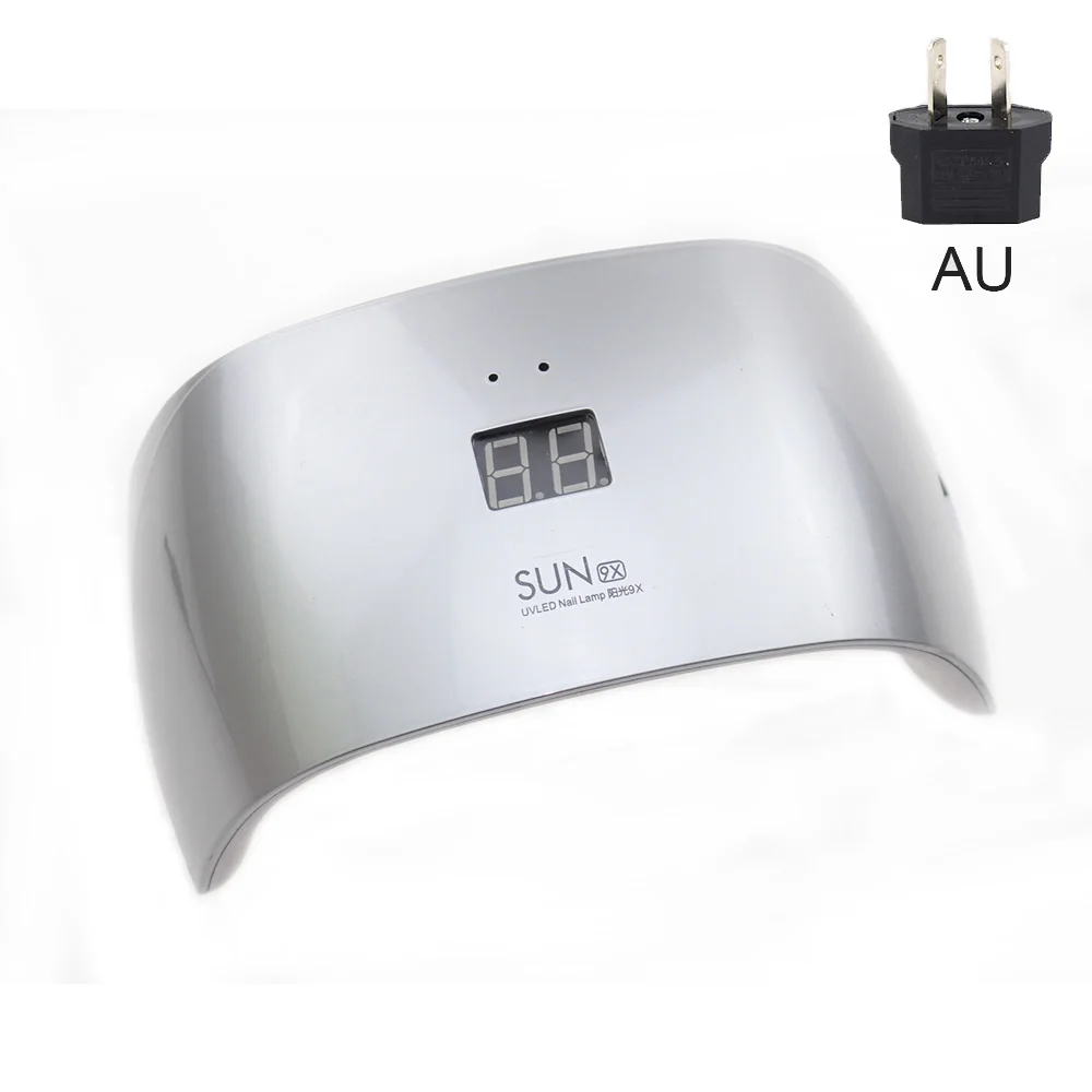 Silver AU SUN 9X лампа для ногтей УФ светодиодный светильник для маникюра Max18W UF лампы профессиональная Сушилка для ногтей гель лак Lampara 9 светодиодный s - Цвет: Silver AU
