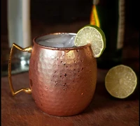 moscow mule mug with brass handlehammered copper plating 18oz set of 2