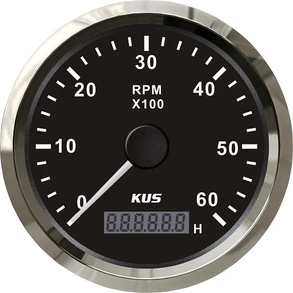 Черный/белый Тахометр KUS DN85mm 0-6000 об/мин для дизельного двигателя (PN: KY07000 / KY07101) |