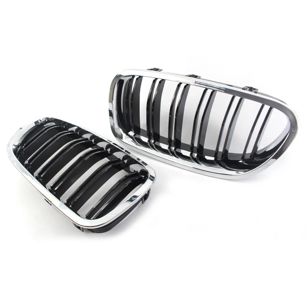 2 шт. хромированная двойная ребристая Передняя решетка гриль бленда нос для BMW F10