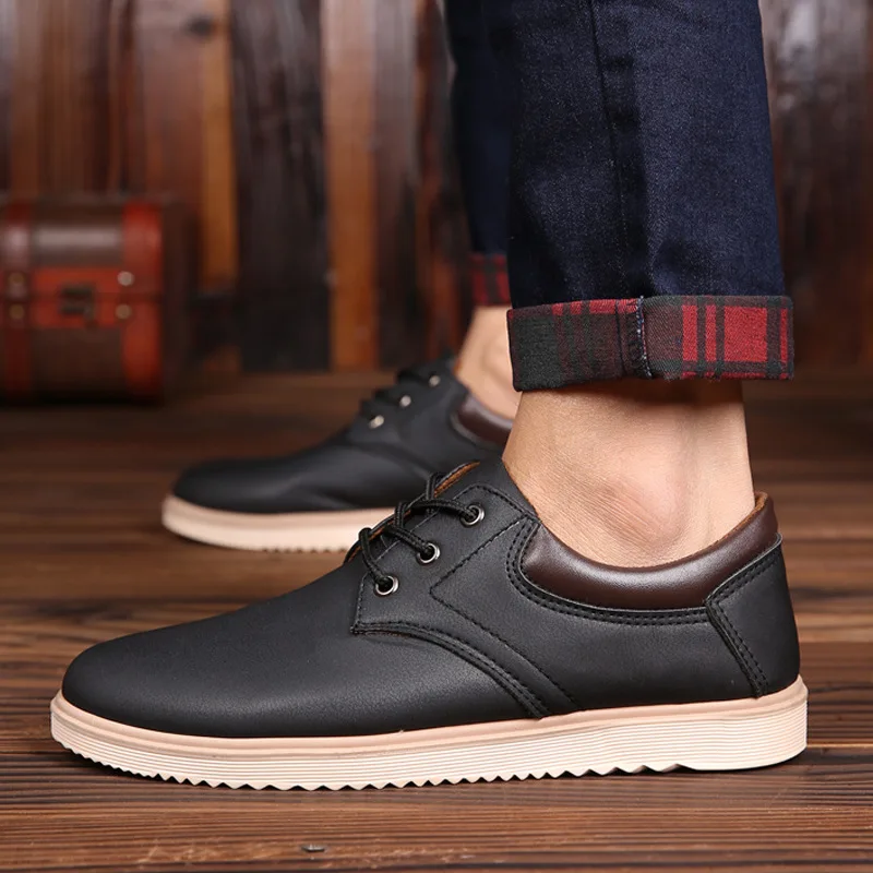 New Leather Shoes Men's Flats Oxfords Fashion Design Men Causal Lace-Up For Sneaker Oxford | Обувь