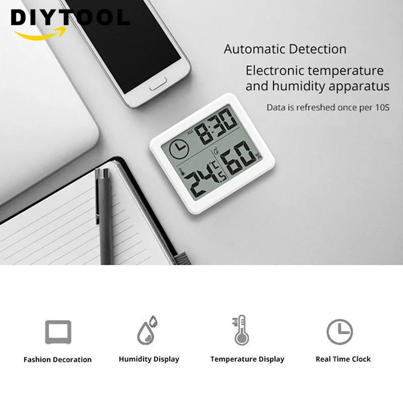 Метеостанция Крытый термометр гигрометр цифровой lcd C/F Измеритель температуры и