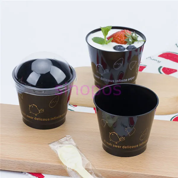 10 шт. черная пластиковая цилиндрическая форма чашки для Мусса с мультяшным