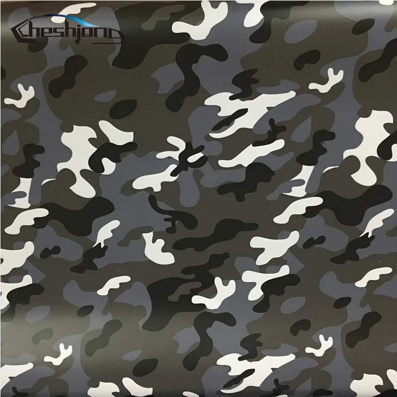 Виниловая пленка для автомобиля Arctic Camouflage черный белый синий Джамбо камуфляжная
