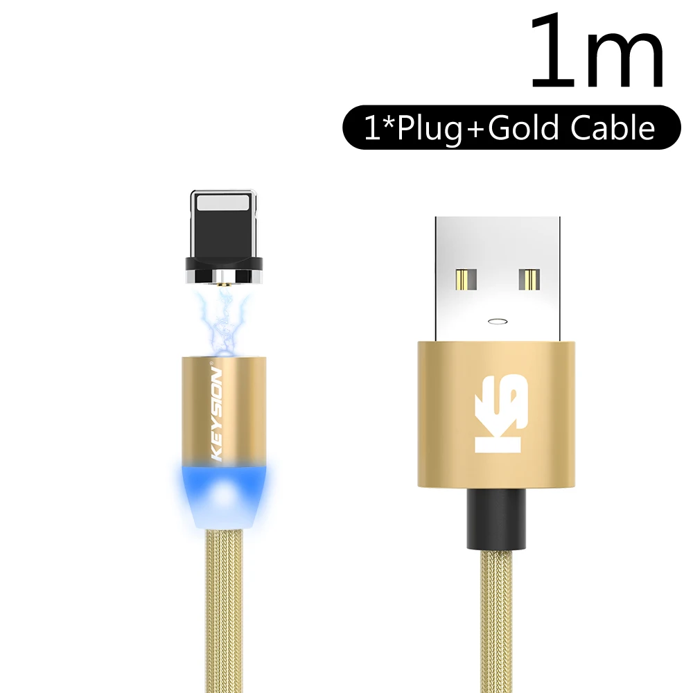 Gold2m KEYSION type-C светодиодный магнитный кабель для Xiaomi mi 9T Pro mi 9 SE Red mi K20 Note 7 Pro 1m 2m 2A кабель для быстрой зарядки type-C для Poco F1 - Цвет: Gold2m