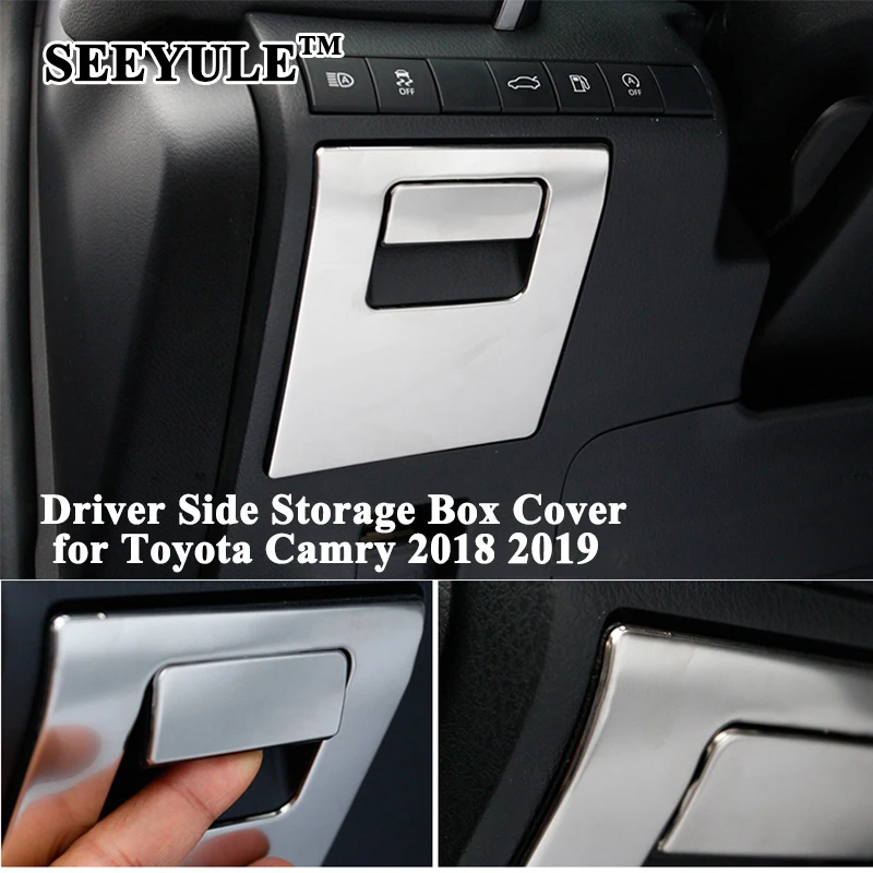 

1set SEEYULE Car Master Driver Side Storage Box Cover Decoration Sticker Styling Accessories for Toyota Camry 2018 2019 2020