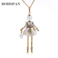 metal doll necklace rhinestone design pearl handbag gold dress doll long necklace girl charm maxi jewelry sweater chain bijoux
