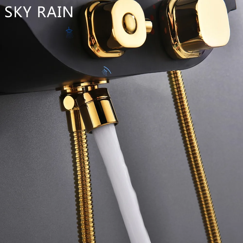 SKY RAIN античный ABS пластик 304 SUS термостатическая Золотая душевая лейка