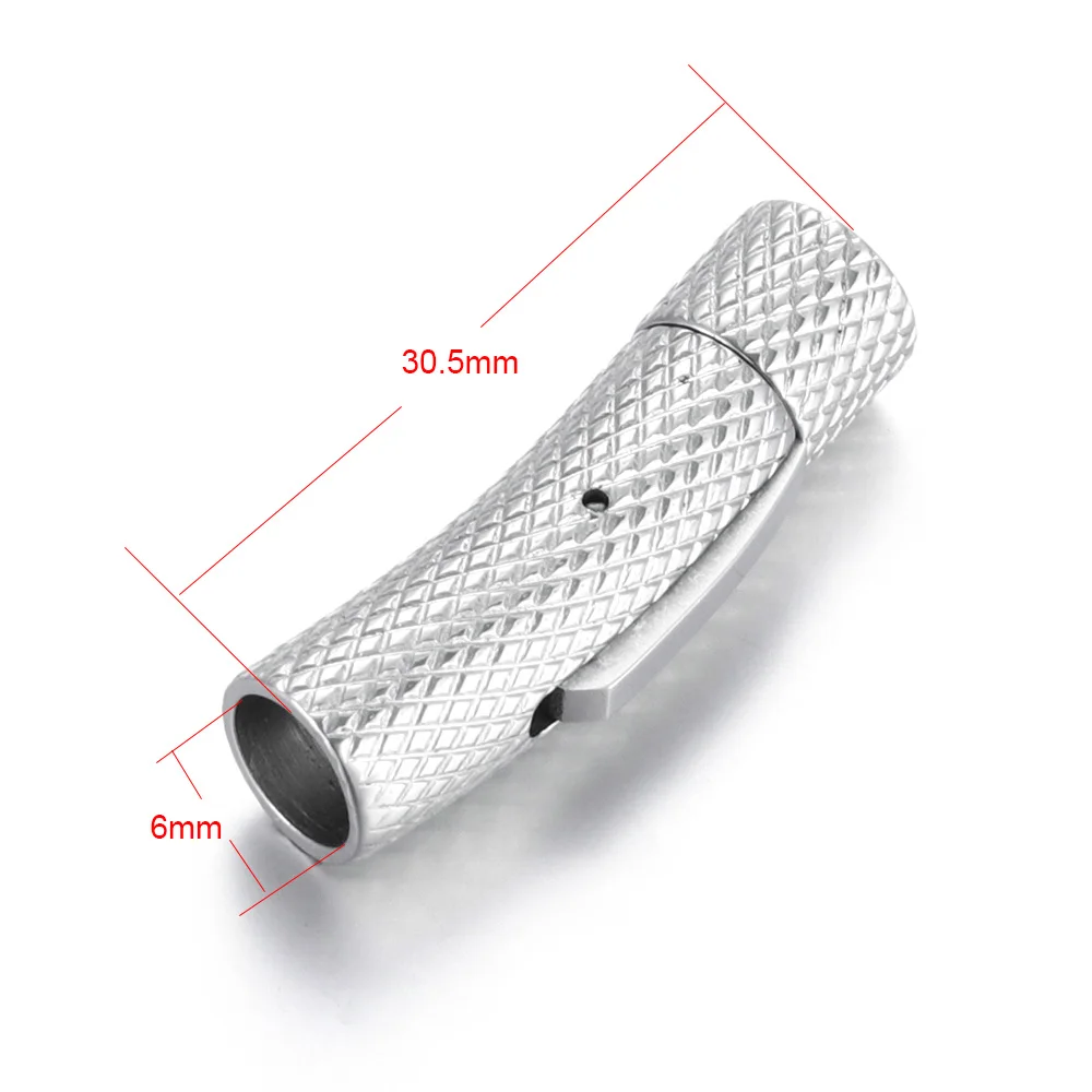 Hole 6mm 2 шт штыковая застежка из нержавеющей стали 5 мм 6 мм 8 мм изогнутая трубка замок застежка кожаные застежки браслета DIY принадлежности для изготовления ювелирных изделий - Цвет: Hole 6mm