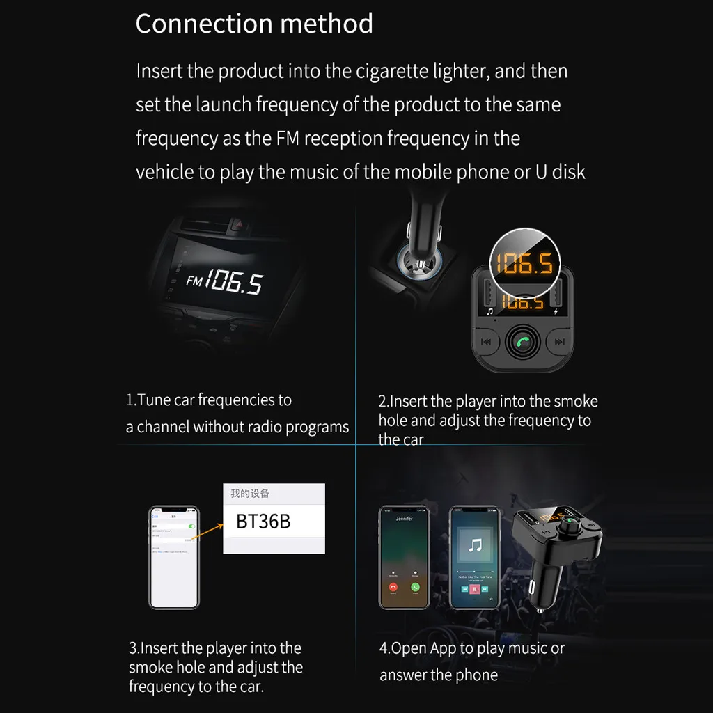 Автомобильный Bluetooth 5,0 fm-передатчик Беспроводной Громкая связь приемник Авто mp3-плеер 3.1A двойной USB быстрое зарядное устройство автомобильные аксессуары