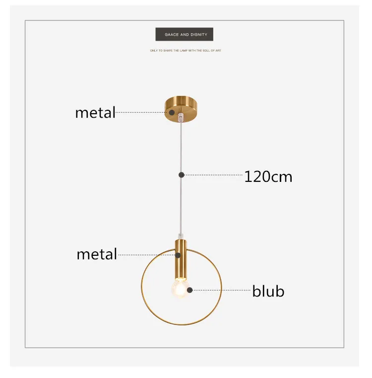 Simple pendant light Vintage retro LED indoor lamp ball gold modern coffe vintage bar shop living decoration hanging AC110-265v