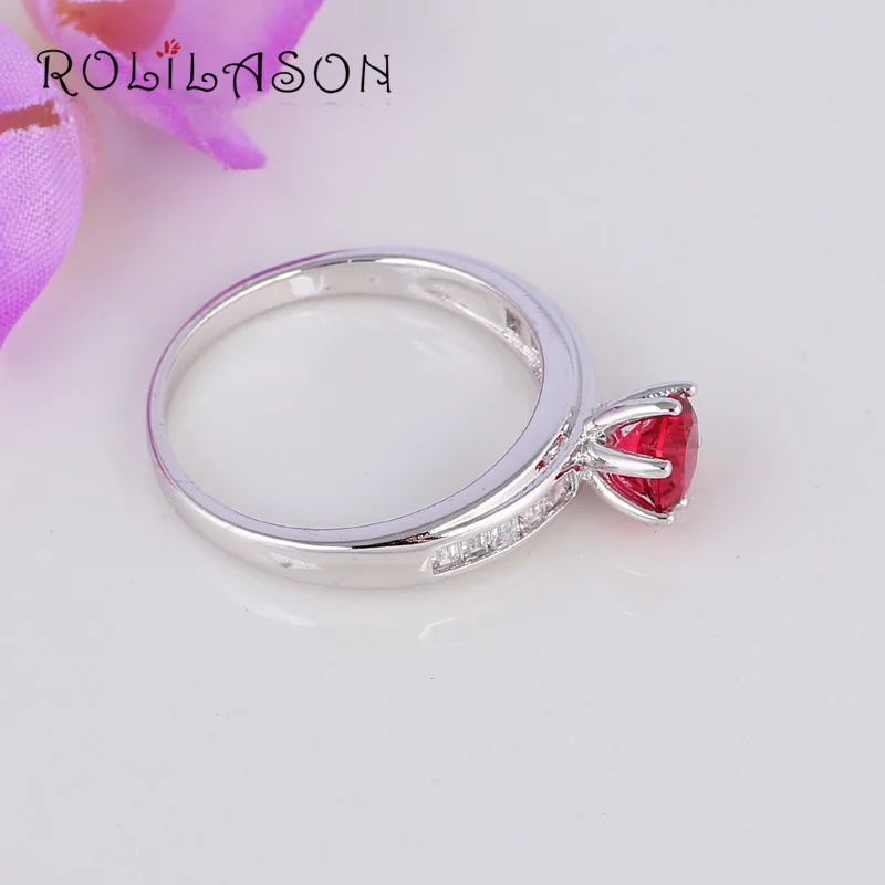 Классическое деловое кольцо roilason серебряное с красным кристаллом из циркония