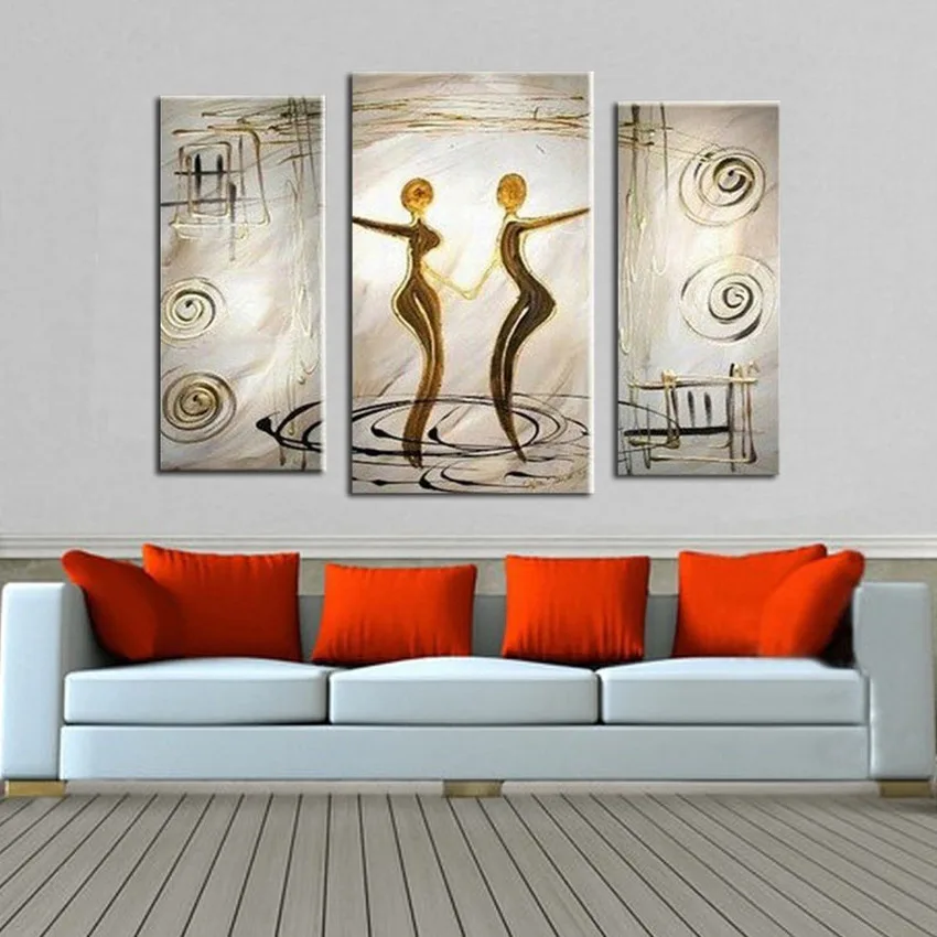 3 шт. ручная роспись картина маслом на холсте современная абстрактная танцовщица