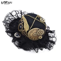 women gothic steampunk mini hat lace hair clip wing gears steampunk hairpin headdress accessories