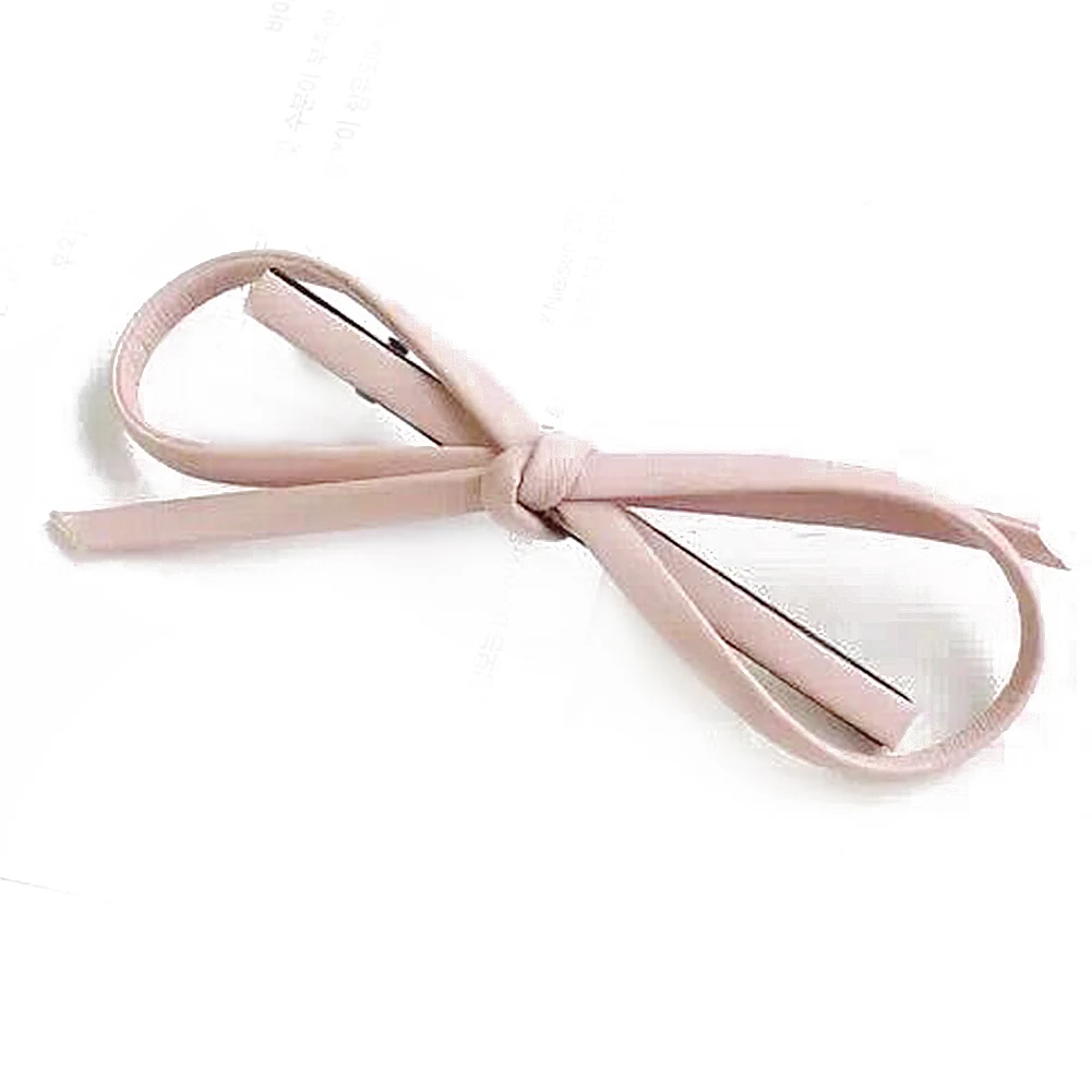 Pink B 1 шт. модные милые Твердые кожаные Шпилька-бант заколки из сплава для женщин девочек заколка аксессуары для волос подарки - Цвет: Pink B