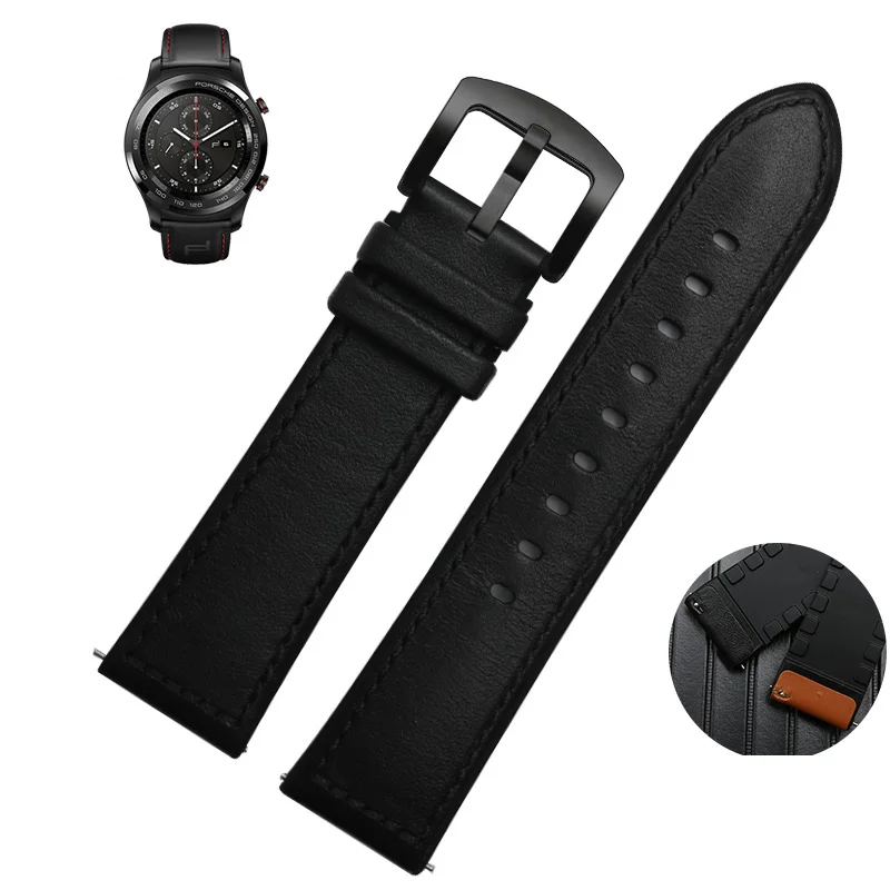black black clasp Для huawei watch2 pro Магия классические galaxy Watch 46mm спортивный ремешок для часов 22 мм Натуральная кожа с силиконовым браслетом, Quick Release полос - Цвет ремешка: black black clasp