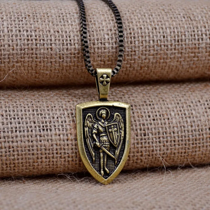 Мужское ожерелье, Archangel St. Майкл, защитите меня, Сейнт щит, защита, шарм, русский орходокс, Кулон, Ожерелье
