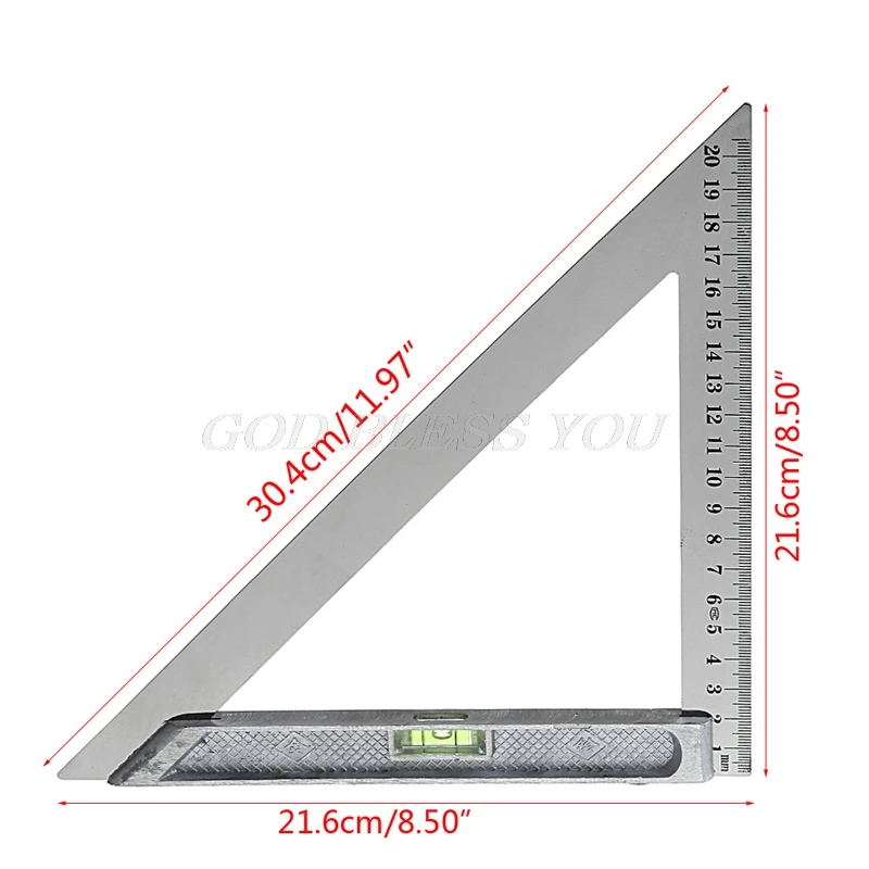 

150mm 200mm Triangle Ruler 90 degrees Alloy with Bead Horizontal Woodworking Measuring Tool for School,Building,Office