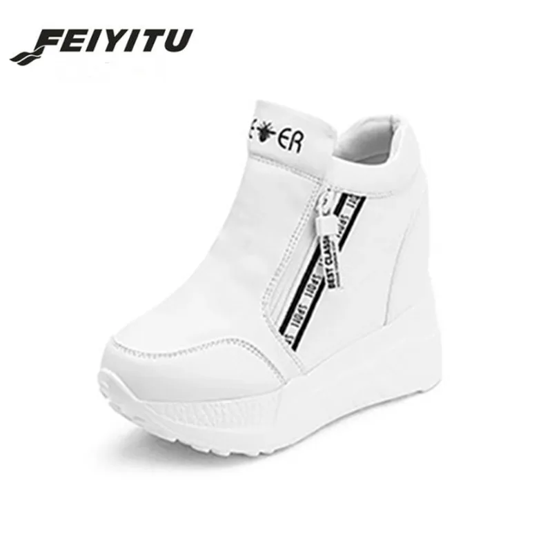 Женские повседневные кроссовки FeiYiTu на платформе модная обувь высоких каблуках
