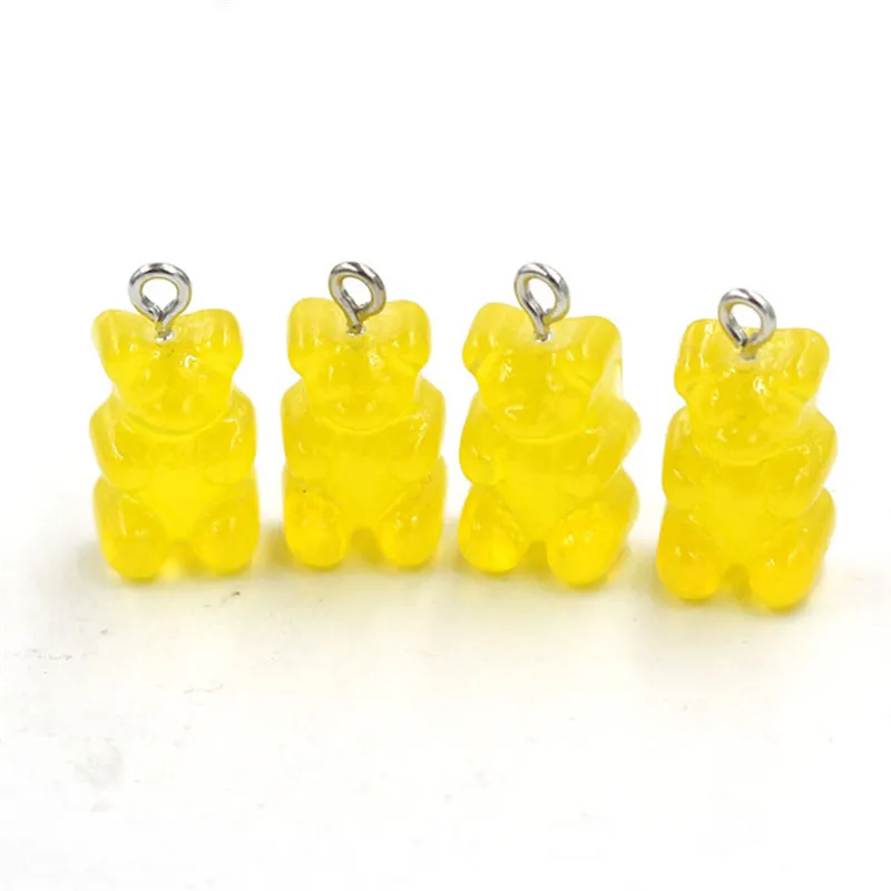 yellow have hole 10 шт. Горячая Конфета медведь милые украшения из смолы DIY патч результаты Gummy серьги брелок ожерелье кулон ювелирный Декор аксессуар - Окраска металла: yellow have hole