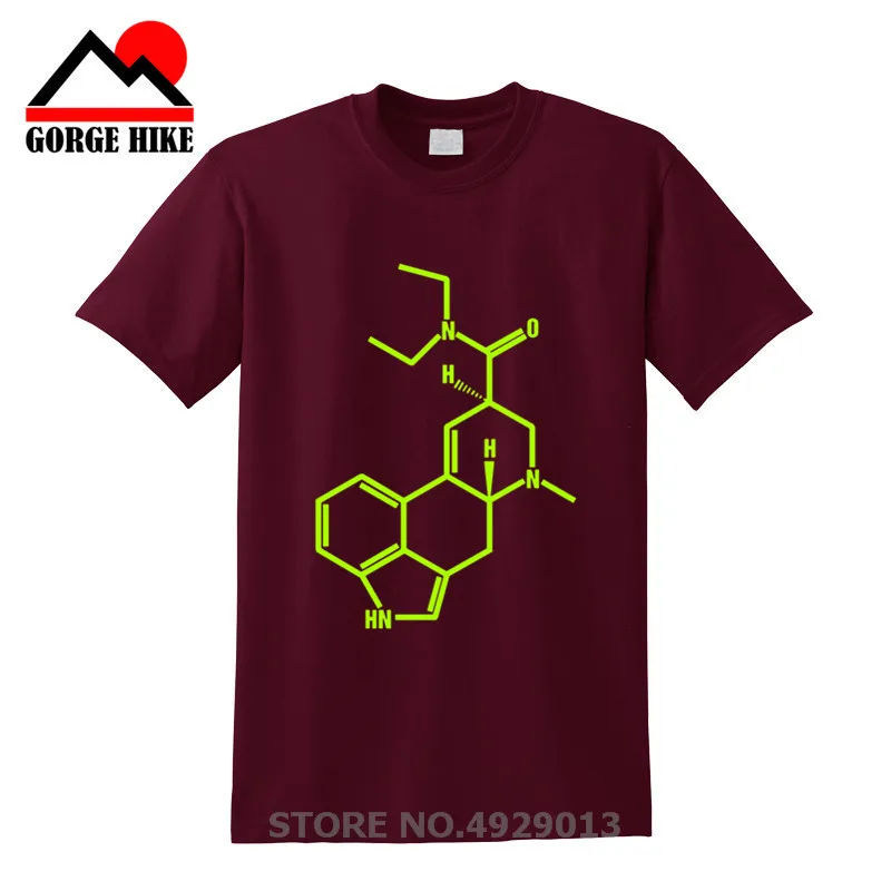 Chemistry Equation Short Sleeve Cotton Scientific Research Man Fashion Round Collar T Shirt Lsd Colored Molecule Tops Tee | Мужская