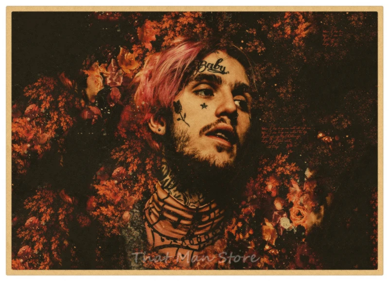 Хип-хоп рэпер Lil Peep плакат наклейки на стену винтажные постеры печать высокого качества для гостиной домашний декор 42*30 см - Цвет: Непроницаемый