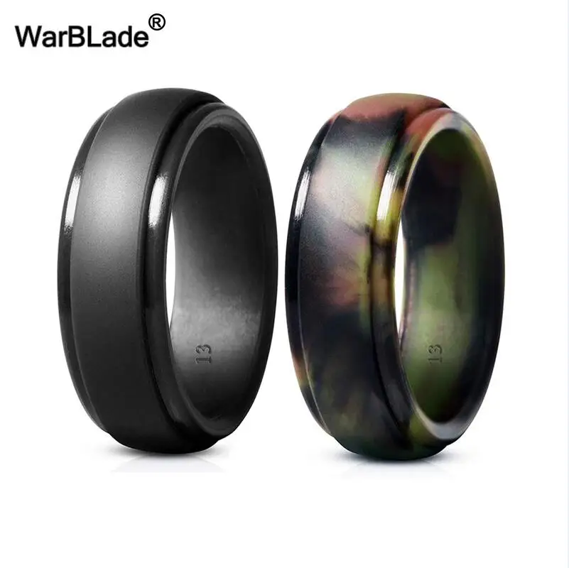 2pcs WarBLade, новинка, пищевое качество, FDA, силиконовые кольца для мужчин, свадебные резинки, гипоаллергенные, гибкие, антибактериальные, силиконовое кольцо на палец - Цвет основного камня: 2pcs