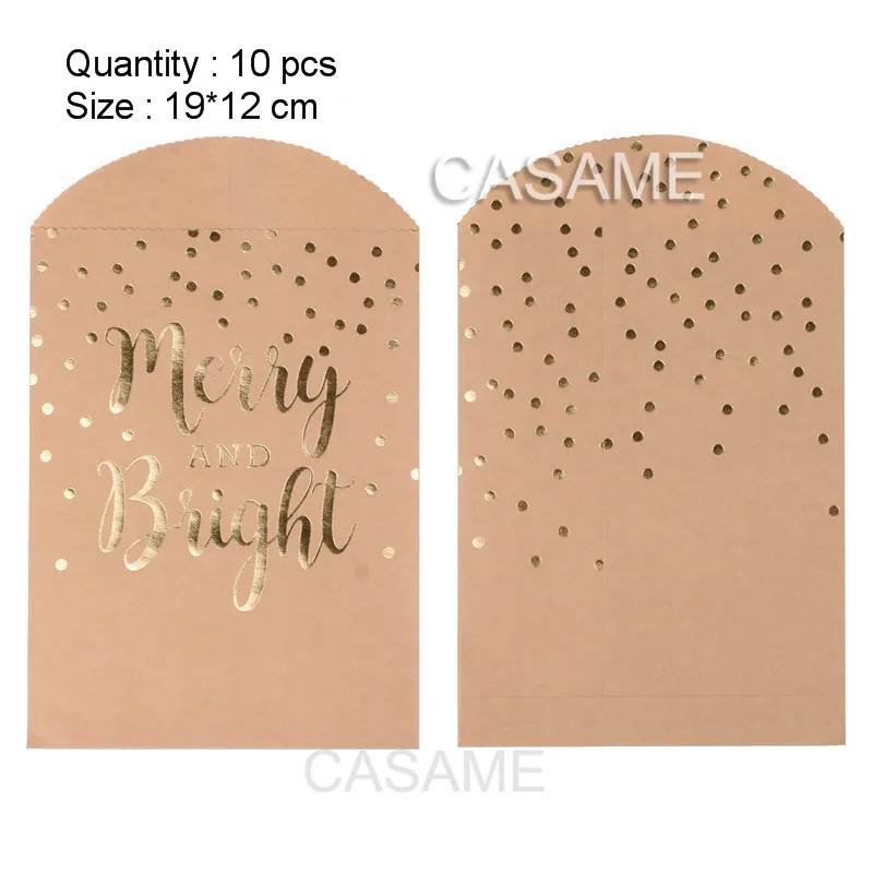 10 pcs merry Подарочная коробка, коробка для конфет, крафт-пакет, бумажные Золотые сумки с принтом, бумажные мешки для украшения дня рождения, свадьбы, ленты из фольги - Цвет: 10 pcs merry