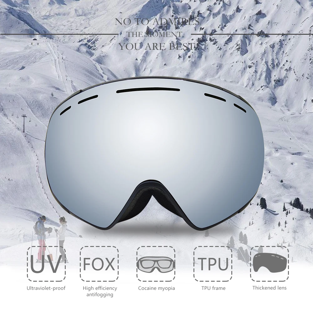 2018 лыжные очки двойные слои Анти туман большая Лыжная маска лыжи мужчины женщины