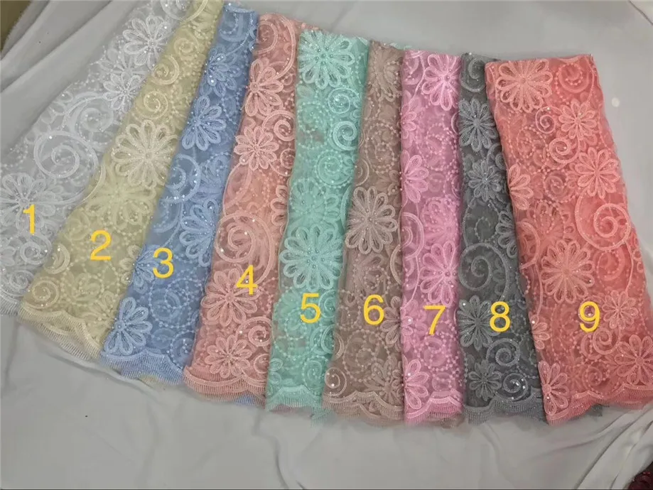 2017 Высокое Качество Африки Чистая Кружева Вышивка Ткани/серебряные Шарики