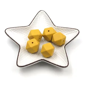 Шестигранные силиконовые бусины JOJOCHEW, горчично-желтое ожерелье, силиконовые бусины 17 мм, детский Прорезыватель для зубов, не содержит Бисфенол А, для глазирования, 50 шт.