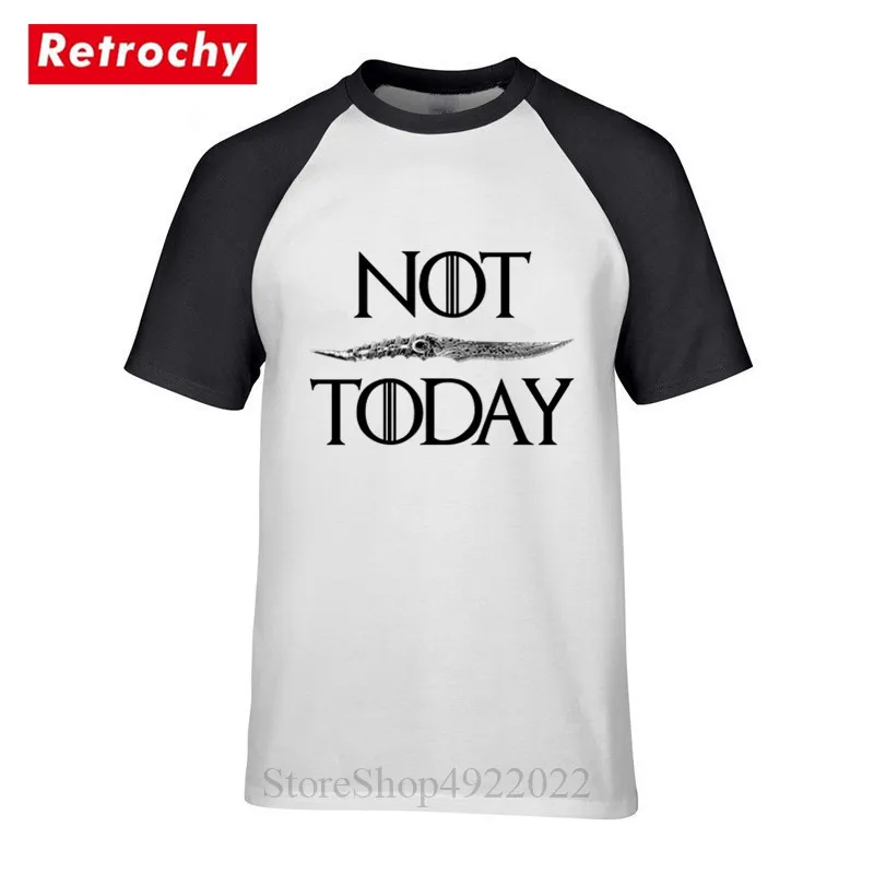 Classic TV Series Thrones Not Today Game T Shirt Faceless Men Black And White Novelty Design T-Shirt Awesome Stark Hipster | Мужская