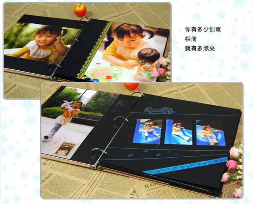 29x29 см DIY большой альбом ручной работы Clipbook фотоальбом черная бумага ремесла ребенок рост книга записи свадебный подарок ребенок день рождения подарки