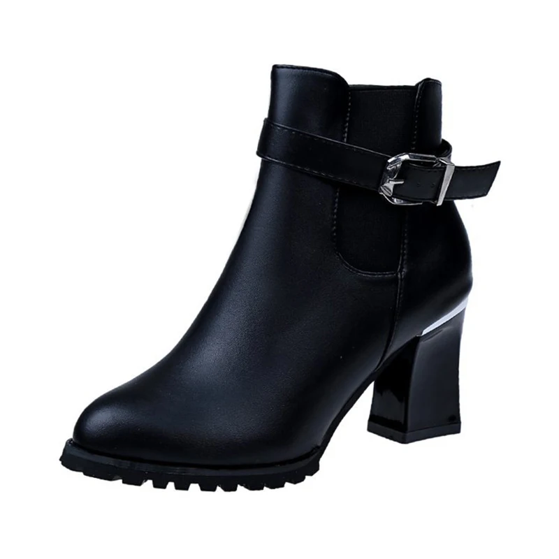 Для женщин сапоги толстый каблук Короткие теплые сапоги|Женские полусапожки| |