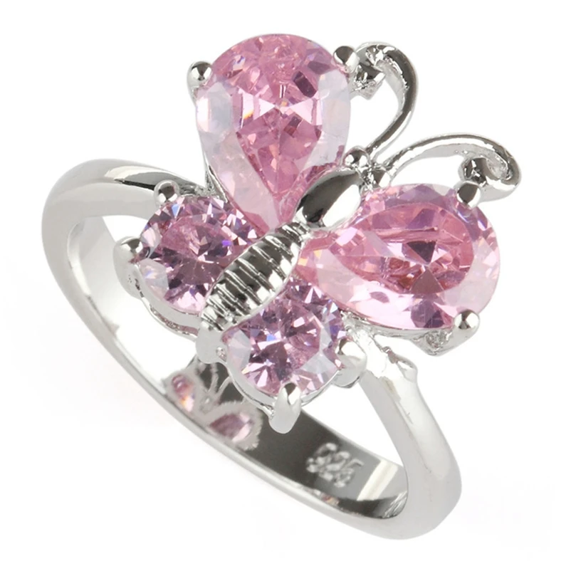 SHUNXUNZE Pink Cubic Zirconia Wedding jewelry sets for Noble Generous women luxury (ring/earring/pendant) Rhodium Plated R519set | Украшения