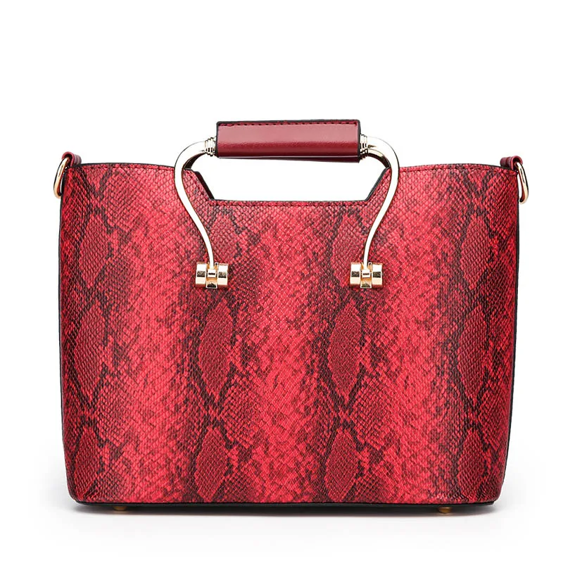 Сумки для Для женщин 2018 кожа Змеиный узор дамы верхнюю ручку сумки новый большой