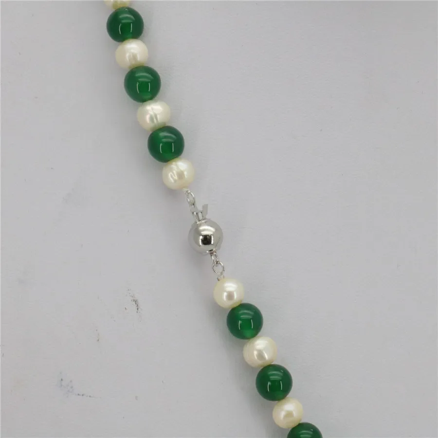 Green Chalcedony White Near Round Fresh Water Shell Pearl Necklace Long Sweater Chain Bead Jewelry Natural Stone Wholesale Price | Украшения