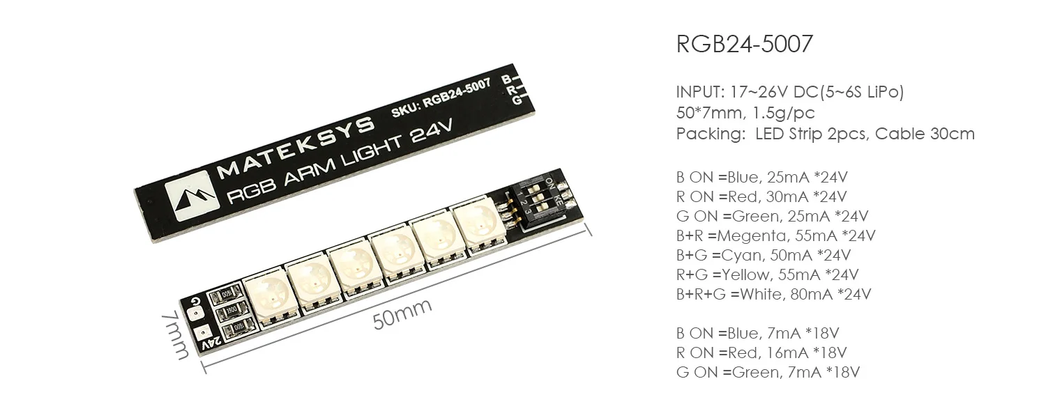 Ручной Светильник СВЕТОДИОДНЫЙ MATEKSYS Matek 2 шт. RGB 17 ~ 26 в DC 5 6S Lipo Dip светильник