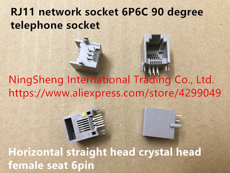 Original new 100% RJ11 network socket 6P6C telephone socket 90 degree horizontal straight head crystal head female seat 6pin