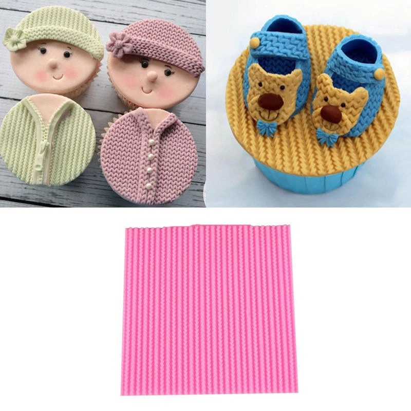 Силиконовые формы DIY Иглы Вязание Шерсть текстура кружева помадка торт
