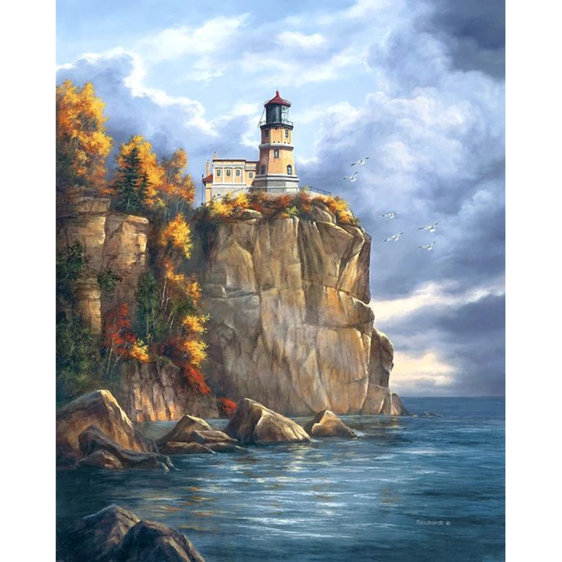 Полный квадрат дрель 5D DIY алмаз вышивка осень lighthouseDiamond живопись вышивки крестом