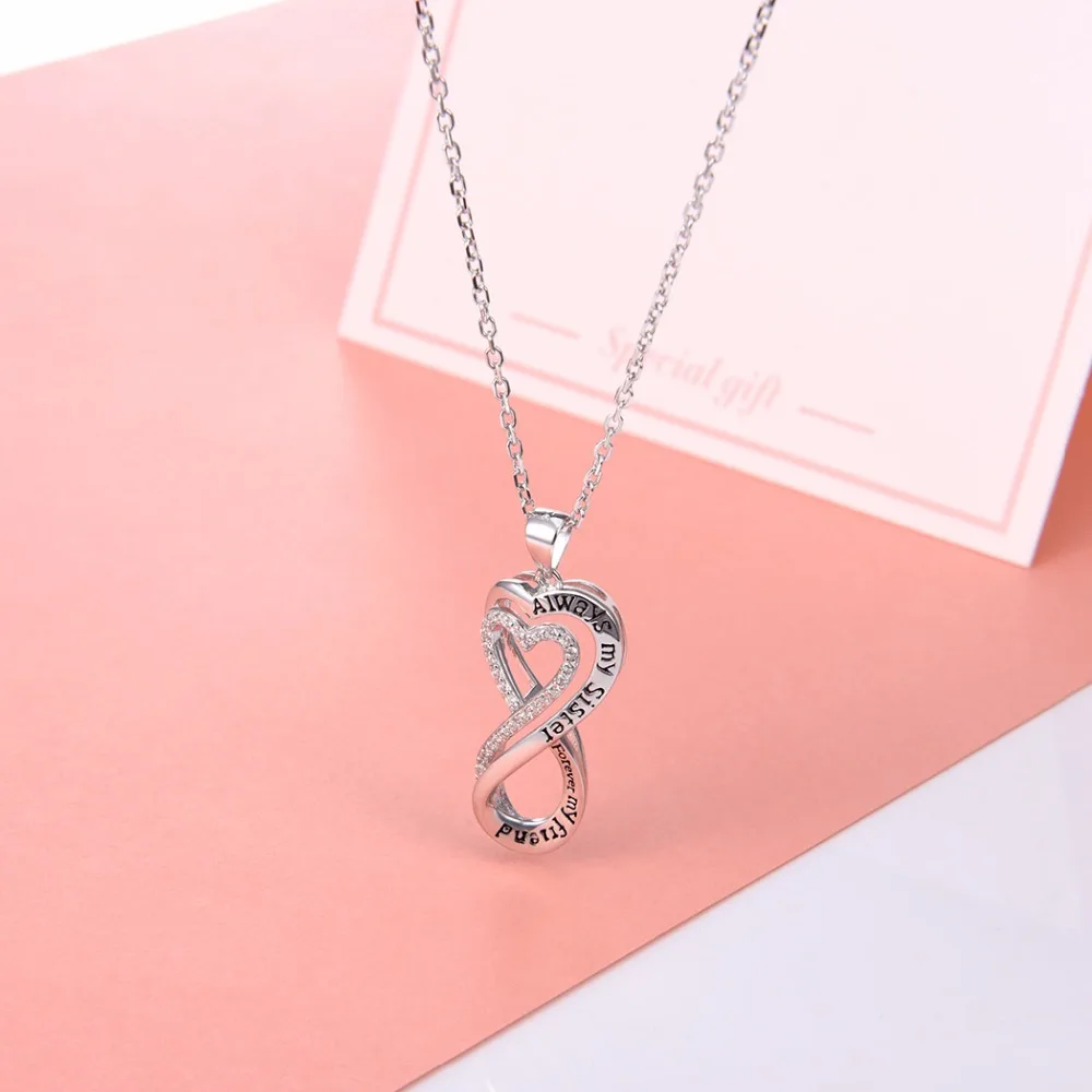 Ожерелье BFF Infinity из стерлингового серебра 925 пробы с кубическим цирконием AAA