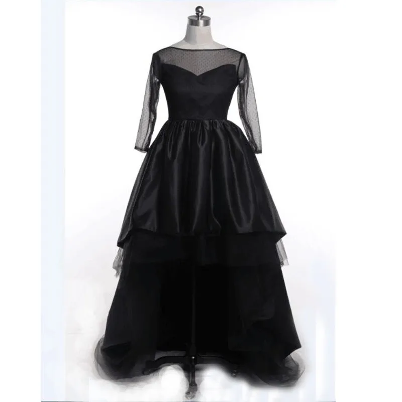 Элегантные черные платья с цветочным узором для девочек 2019 г. дешевые тюлевый