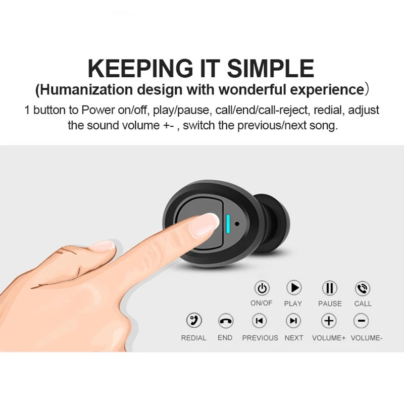 TWS ES62 Bluetooth earphones Waterproof IPX6 wireless earphone Bluetooth5.0 3D stereo with microphone | Электроника